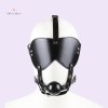 Leather Ball Gag and Blindfold Head Harness, Mouth ball, BDSM Accessories, BDSM Sex Toys black